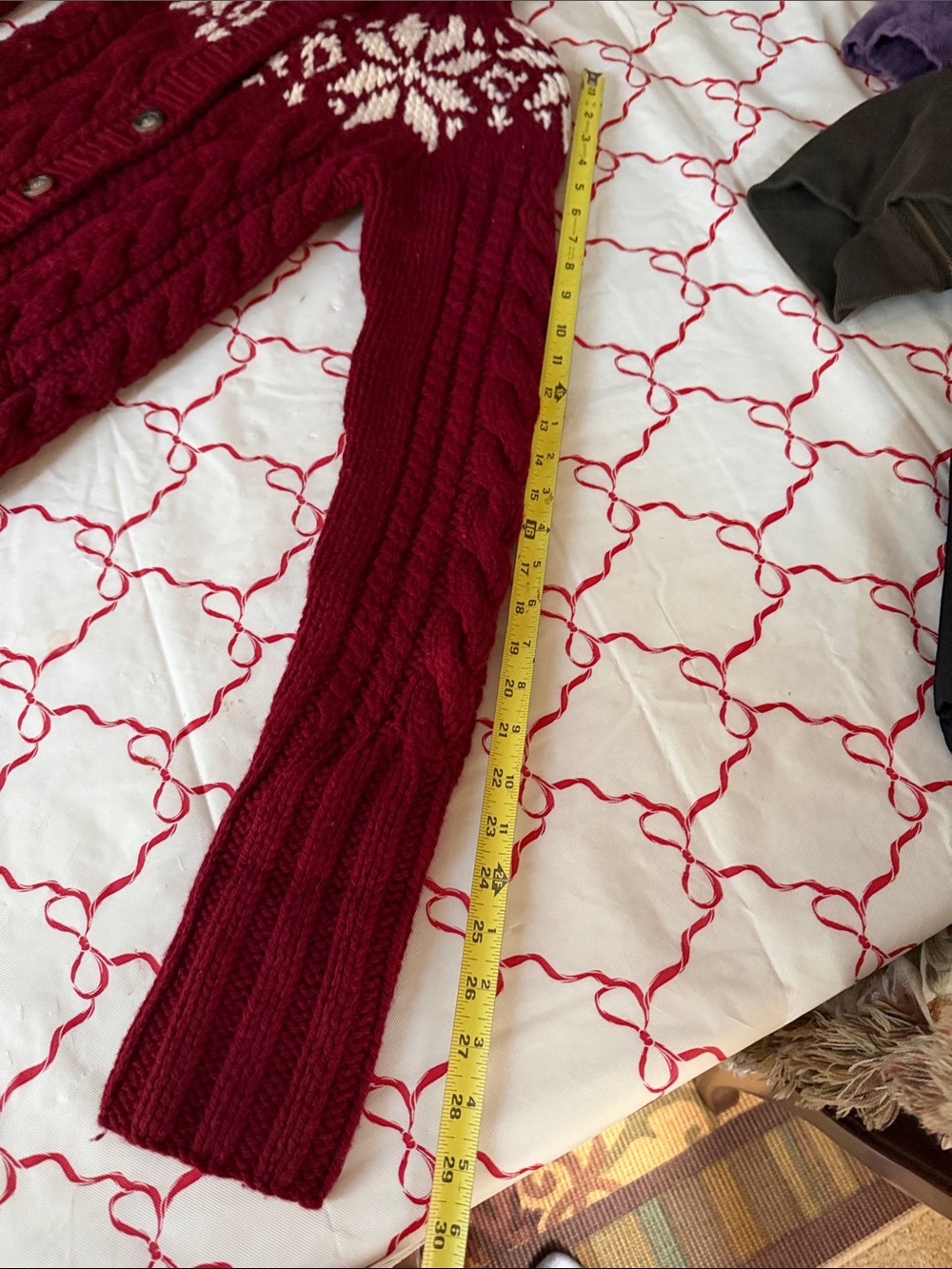 NWT Abercrombie & Fitch Women's Burgundy Cable-hand Knit Shawl Collar Sweater - Picture 8 of 11